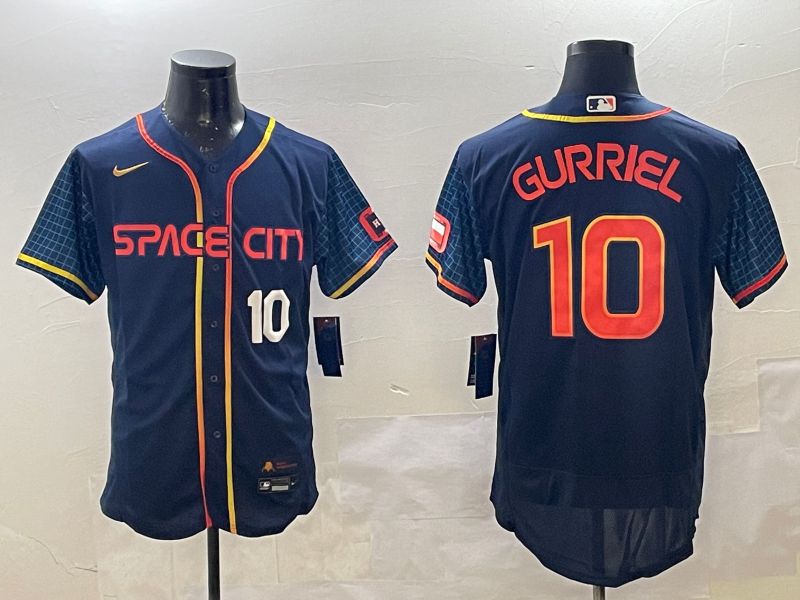 Men Houston Astros #10 Gurriel Blue City Edition Elite 2025 Nike MLB Jersey style 4